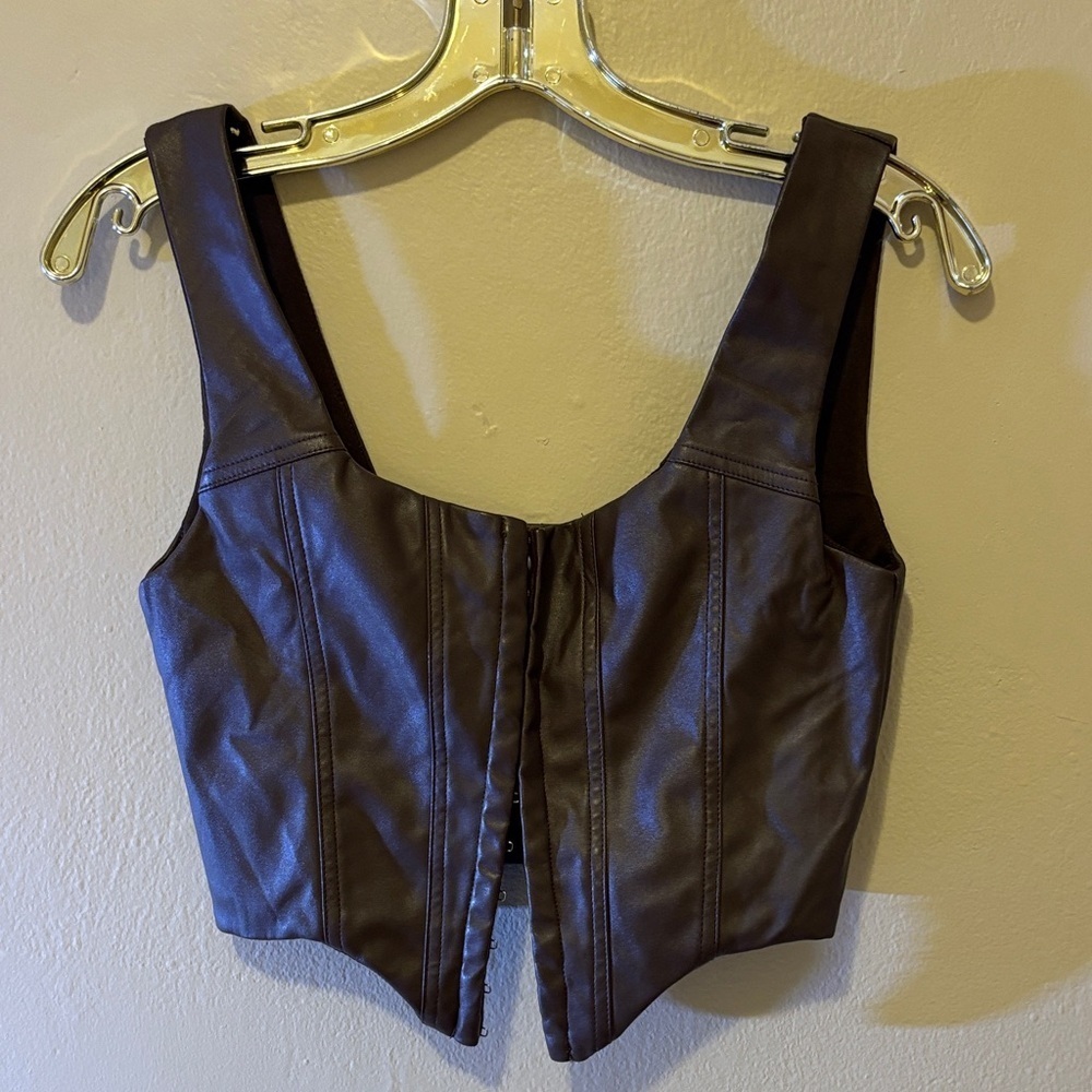 Princess Polly Chocolate Faux Leather Bodysuit